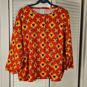 NWOT Disney Parks Womens‎ Orange Morocco Pavillion Mickey Mouse Flower Top 3X